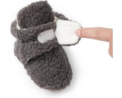 Steppies - Babyslofjes Teddy - Donkergrijs Teddy - 0-6 maanden - Maat 17-18