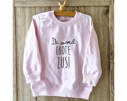 Sweater shirt trui voor kind - Big sis Sister - Maat 86 roze zwart - Ik word grote zus - Zwanger bekendmaking Baby - Geboorte - Gezinsuitbreiding - Aankondiging - Cadeau - Zwangerschapsaankondiging - Girl
