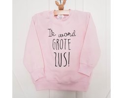 Sweater shirt trui voor kind - Big sis Sister - Maat 92 roze zwart - Ik word grote zus - Zwanger bekendmaking Baby - Geboorte - Gezinsuitbreiding - Aankondiging - Cadeau - Zwangerschapsaankondiging - Girl