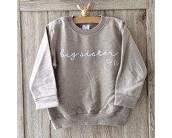 Sweater trui voor kind bekendmaking Big Sister - beige zand Maat 86 - ik word grote zus big sis - Zwanger - Geboorte - Gezinsuitbreiding - Aankondiging - Cadeau - Zwangerschapsaankondiging - Girl