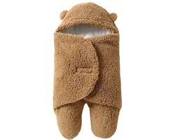 Teddy Babyslaapzak - Winter Editie - Bruin - Inbakerdoek Baby - Maat 62/68 (3-6 maanden)