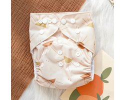 Wasbare Zwemluier – One Size 8–25 kg – Beige Halve Zonnen – Verstelbaar & Duurzaam