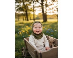 Wollen Kinder Balaclava / Bivakmuts - Fir Green 68/74