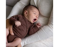 Wollen Overslagromper lange mouw – Merinowol - Chocolate fondant 68