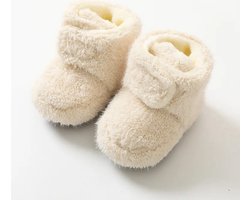 Ychee - Winter Fleece Baby Slofjes - Unisex - Anti Slip - Warm - Zacht - Knus - Winter - 0-6maanden - 11CM - Wit