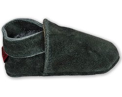 Aapie Basic donker grijs - babyslofjes - leer - kleur donkergrijs - antislip - maat L