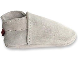 Aapie Basic Grijs - babyslofjes - leer - kleur grijs - antislip - maat M