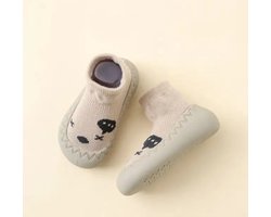 Anti-slip babyschoentjes - Soksloffen - Eerste loopschoentjes van Baby-Slofje - beige maat 25