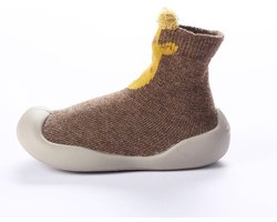 Anti-slip Babyschoentjes - Soksloffen - Eerste Loopschoentjes van Baby-Slofje - Bruin Giraffe maat 22/23