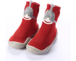 Anti-slip Babyschoentjes - Soksloffen - Eerste loopschoentjes van Baby-Slofje - Rood Haai maat 22/23