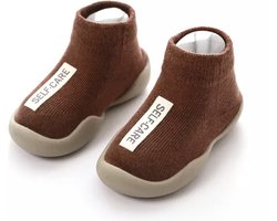 Anti-slip schoenen voor kinderen - Sloffen van Baby-Slofje - Herfst - Winter - Mokka Bruin maat 24/25