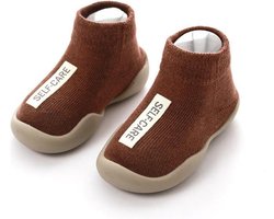 Antislip baby schoentjes - eerste loopschoentjes – Completebabyuitzet - maat 22,5 - 18-24 maanden – 13.5 cm - Mocca Bruin