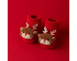 Antislip baby sokjes - Kerst limited edition - 0-12 maanden – 11 cm - Katoen - Ademend - Antislip sokken - Baby slofjes - Baby slofjes antislip - Baby sokjes - Babysokjes - Eland