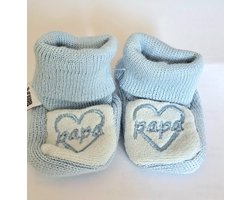 Baby Slofjes - I Love Papa - Blauw - 0-6 maanden - Baby Jongens Sloffen - Kraam Cadeau - Eerste baby schoentjes
