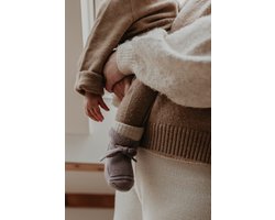 Baby slofjes Merino Wol met Veter - Mauve - 0-6 maanden