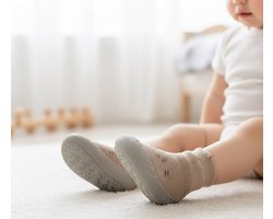 Babyschoenen, eerste loopschoenen, antislip, ademend met zachte stevige rubberen zool, voor binnen en buiten Maat 23 - (18 - 24 Maanden) BRUIN