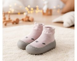 Babyschoenen, eerste loopschoenen, antislip, ademend met zachte stevige rubberen zool, voor binnen en buiten Maat 23 - (18 - 24 Maanden) ROZE