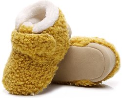 Babyslofjes met Antislipzolen - Zachte Pluche slofjes voor Meisjes en Jongens - Maat 19-20 - 12cm - Geel