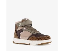 Blue Box hoge meisjes sneakers met panterprint details bruin - Maat 27