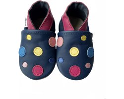 Donkerblauwe babyslofjes van Baby-Slofje met kleurrijke stippen maat 18/19 - 6-12 maanden