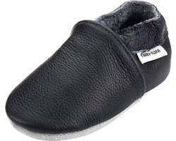 Donkerblauwe leren effen babyslofjes van Baby-Slofje maat 12-18 maanden