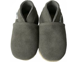 Donkergrijze suede babyslofjes van Baby-Slofje maat 16/17 - 0-6 maanden