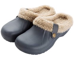 Gigicial Waterdichte pantoffels - klompen met pluche voering - zacht EVA-bovenwerk en dikke wollen voering - 1 - blauwgrijs