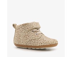 Groot leren babyschoenen beige met stippenprint - Maat 20 - Uitneembare zool - In cadeauverpakking