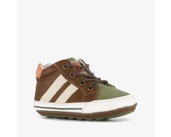 Groot leren babyschoenen groen bruin - Maat 21 - Uitneembare zool - In cadeauverpakking