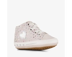 Groot leren babyschoenen met hartjes roze - Maat 18 - Uitneembare zool - In cadeauverpakking