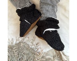 Jolines Babyslofjes Teddy bont Zwart 6-12 maand