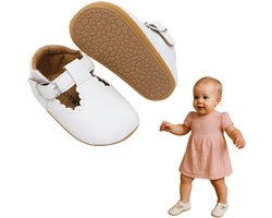 Joya Kids® Baby Schoentjes Wit Meisje | Witte Kinderschoenen met Rubberen Zool | Zomer en Winter Schoentjes Meisjes | Eerste Stapjes | Anti-Slip Zool | Imitatieleer | Voor Baby's van 6 tot 18 maanden | Maat 12 | 9-12 Maanden Oud