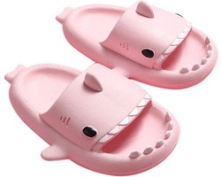 Kinderslippers - slippers kinderen haai roze - meisjes 2-3 jaar - maat 24-25 - anti-slip - pantoffels