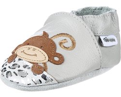 Leren grijze babyslofjes van Baby-Slofje Aap maat 20-21