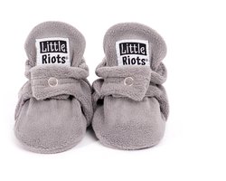Little Riots - Babyslofjes - Fleece Original - Grijs - 0-3 Maanden (9cm) - Schoenmaat 13-15