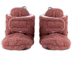 Lodger - Antislip babyslofjes - Fleece - Klittenband - 6-12 maanden - Rood