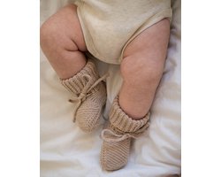 Lodger - Baby Slofjes Gebreid 0-6M Beige 100% Katoen Slipper Knit