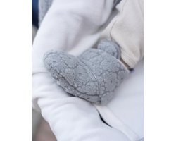 Lodger - Babyslofjes blijven zitten Grijs - Klittenband - Fleece - 3-6 maanden