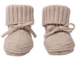 Lodger - Newborn Slofjes creme 0-6M zacht Katoen Slipper Knit