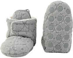 Lodger - Slofjes newborn - Grijs - 0-3 maanden - Met antislip - Warm fleece