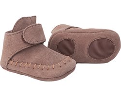 Lodger Walker - Leren Babyschoenen met Antislip - Bruin - Maat 17 - 11cm - Klittenband - Echt Leer - Baby Slofjes Buiten