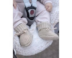 Lodger - Wollen slofjes - Beige - blijven altijd vastzitten - 0-6 maanden