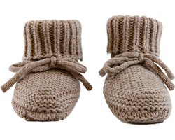 Lodger - Wollen slofjes - Bruin - Comfortabel & warm voor kleine voetjes - 0-6 M