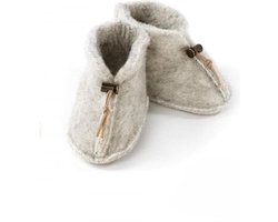 LuLu- Babyslof van 100% geschoren Schapenwol - grijs - maat 0 - 6 maanden