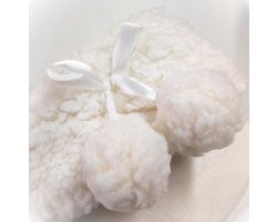 MK Stoer - Dames Pantoffels met Schattige Strik en Pompons in Suede-Look Wit Maat 40/41 EU