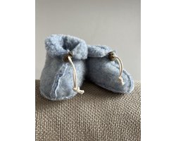 Noordiq - Merino Wollen Babysloffen - Blauw - Maat M / 6-12 maanden