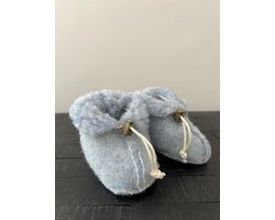 Noordiq - Merino Wollen Babysloffen - Blauw - Maat S / 0-6 maanden