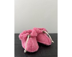 Noordiq - Merino Wollen Babysloffen - Roze - Maat M / 6-12 maanden