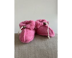 Noordiq - Merino Wollen Babysloffen - Roze - Maat S / 0-6 maanden