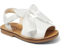 Sevva kinderschoen | Sandalen | Lak Wit Satijnen Strik | Klitteband sluiting | Maat 23